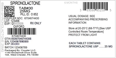 Label (69584 852 90 Spironolactone 25mg 67046 744 30)